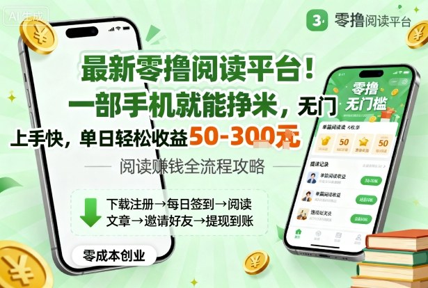 最新零撸阅读平台!一部手机就能挣米,无门槛上手快,单日轻松收益50-3张【揭秘】-资源宝库