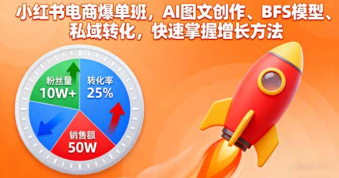 小红书电商爆单班，AI图文创作、BFS模型、私域转化，快速掌握增长方法-资源宝库
