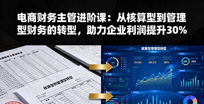 电商财务主管进阶课:从核算型到管理型财务的转型,助力企业利润提升30%-资源宝库
