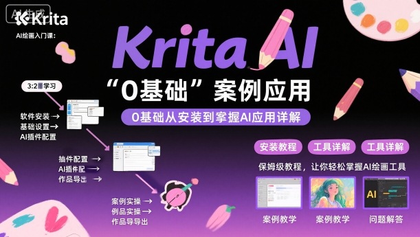 Krita AI绘画入门课，0基础从安装到案例应用krita AI使用详解-资源宝库