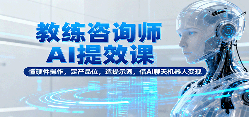 教练咨询师AI提效课:懂硬件操作,定产品位,造提示词,借AI聊天机器人变现-资源宝库