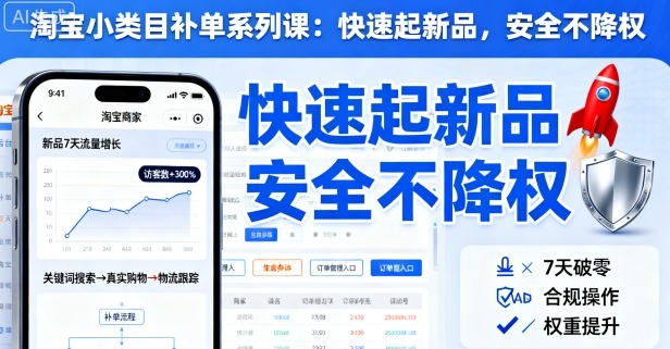 淘宝小类目补单系列课，快速起新品，安全不降权-资源宝库