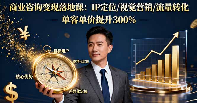 商业咨询变现落地课：IP定位/视觉营销/流量转化，单客单价提升300%-资源宝库