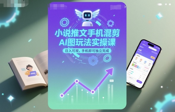 小说推文手机混剪AI图玩法实操课,日入可观,手机即可独立完成-资源宝库