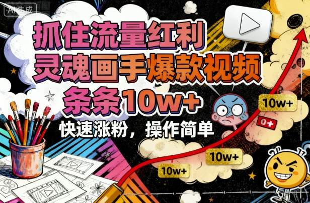 抓住流量红利，灵魂画手爆款视频，条条10w+，快速涨粉，操作简单-资源宝库