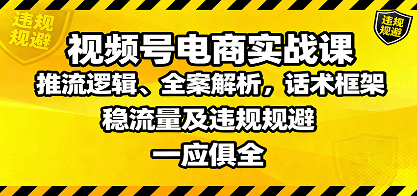 视频号电商实战课:推流逻辑、全案解析,话术框架,稳流量及违规规避等-资源宝库