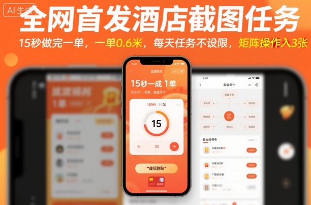 全网首发酒店截图任务,15秒做完一单,一单0.6米,每天任务不设限,矩阵操作日入3张【揭秘】-资源宝库