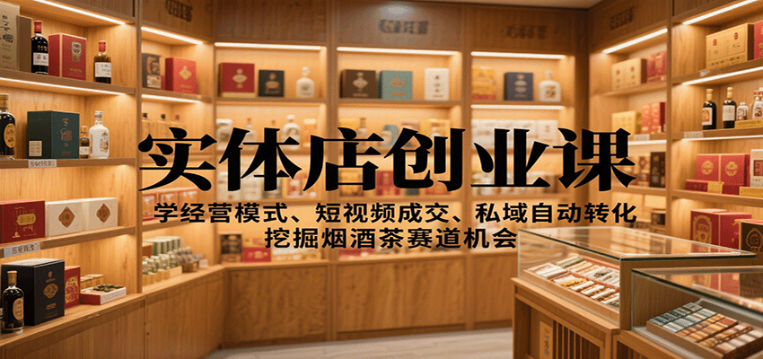 实体店创业课:学经营模式、短视频成交、私域自动转化,挖掘烟酒茶赛道机会-资源宝库
