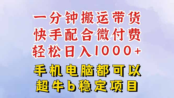 快手黑科技一分钟搬运带货，一刀不剪过原创，微付费投流玩法，轻松日入…-资源宝库