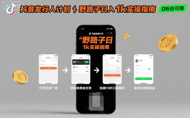 抖音发行人计划全新野路子玩法,随时随地,只要有手机,就能操作,日入1k+【揭秘】-资源宝库