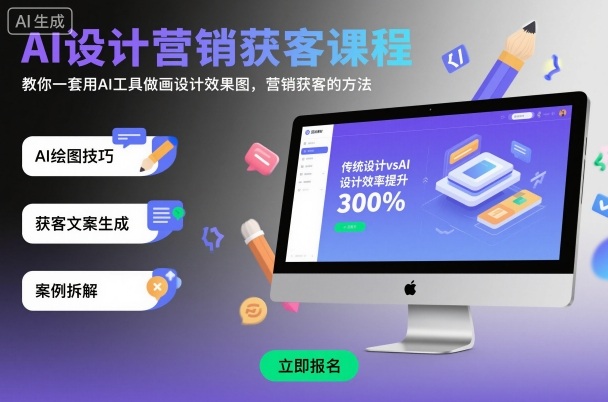 AI设计营销获客课程，教你一套用AI工具做画设计效果图，营销获客的方法-资源宝库