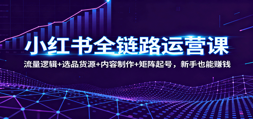 小红书全链路运营课:流量逻辑+选品货源+内容制作+矩阵起号,新手也能赚钱-资源宝库