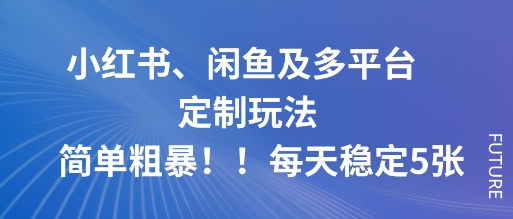 小红书、闲鱼及多平台定制玩法简单粗暴！每天稳定5张-资源宝库