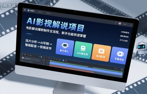AI影视解说项目,电影解说爆款制作全流程,新手也能快速掌握-资源宝库