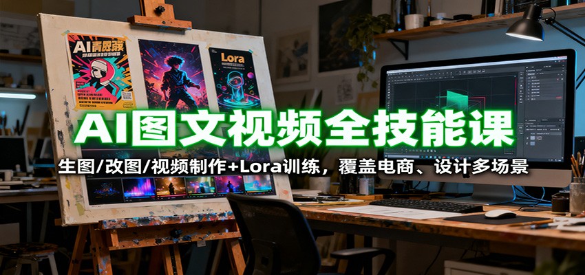 AI图文视频全技能课:生图/改图/视频制作+Lora训练,覆盖电商 、设计多场景-资源宝库