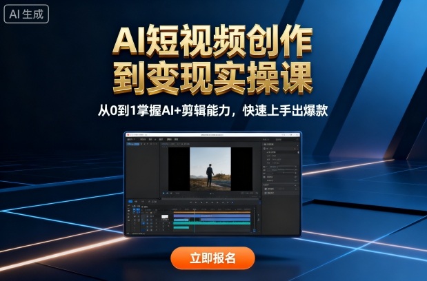 AI短视频创作到变现实操课,从0到1掌握AI+剪辑能力,快速上手出爆款(更新10月)-资源宝库
