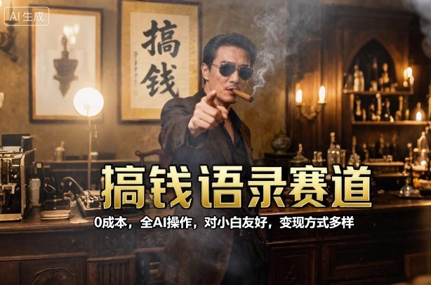 搞钱语录赛道，0成本，全AI操作，对小白友好，变现方式多样-资源宝库