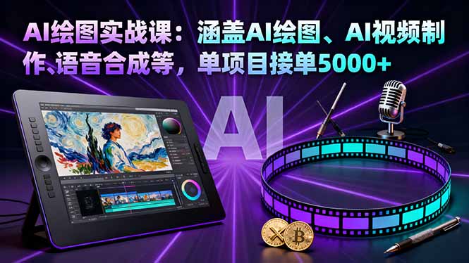 AI绘图实战课:涵盖AI绘图、AI视频制作、语音合成等,单项目接单5000+-资源宝库