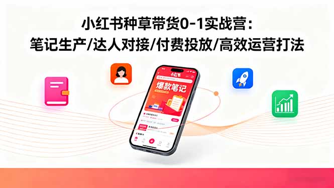 小红书种草带货0-1实战营：笔记生产/达人对接/付费投放/高效运营打法-资源宝库