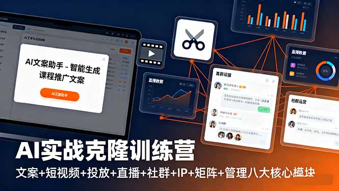 AI实战克隆训练营:文案+短视频+投放+直播+社群+IP+矩阵+管理八大核心模块-资源宝库