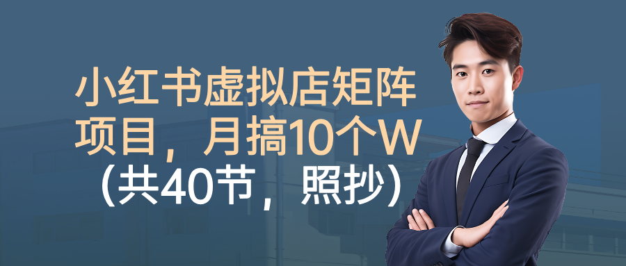 小红书虚拟店矩阵项目，月搞10W(共40节，照抄照做)-资源宝库