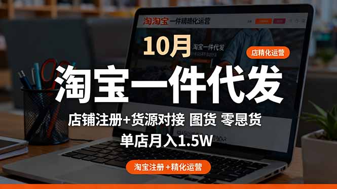 淘宝一件代发精细化运营-10月：店铺注册+货源对接+零囤货，单店月入1.5w-资源宝库