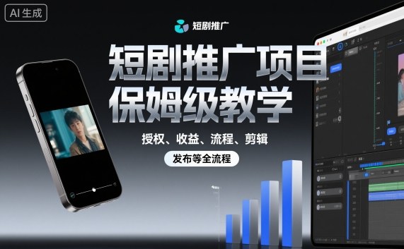 短剧推广项目保姆级教学，授权、收益、流程、剪辑，发布等全流程-资源宝库
