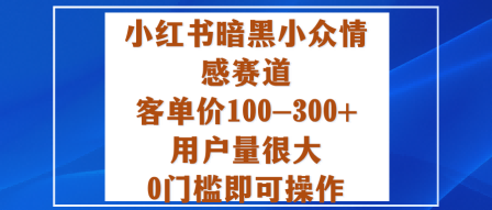 小红书暗黑小众情感赛道，客单价100-300+用户量很大，0门槛即可操作-资源宝库