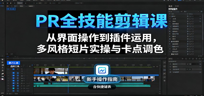PR全技能剪辑课：从界面操作到插件运用，多风格短片实操与卡点调色-资源宝库