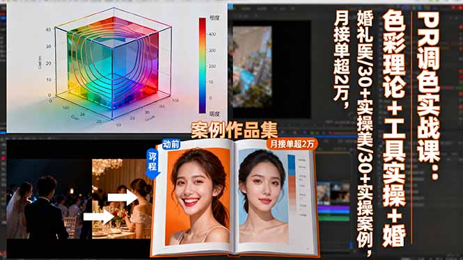 PR调色实战课：色彩理论+工具实操+婚礼医美/30+实操案例，月接单超2万-资源宝库