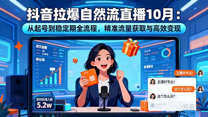 抖音拉爆自然流直播10月:从起号到稳定期全流程,精准流量获取与高效变现-资源宝库