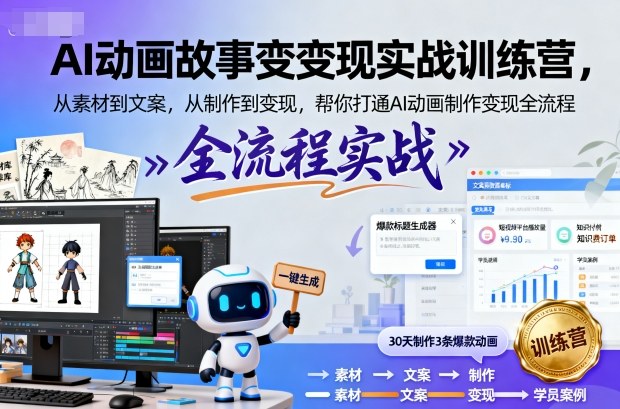 AI动画故事变现实战训练营，从素材到文案，从制作到变现，帮你打通AI动画制作变现全流程-资源宝库