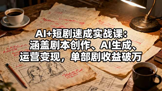 AI+短剧速成实战课：涵盖剧本创作、AI生成、运营变现，单部剧收益破万-资源宝库