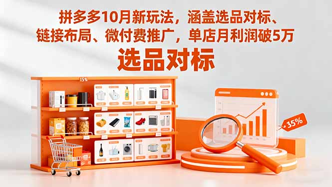 拼多多10月新玩法,涵盖选品对标、链接布局、微付费推广,单店月利润破5万-资源宝库
