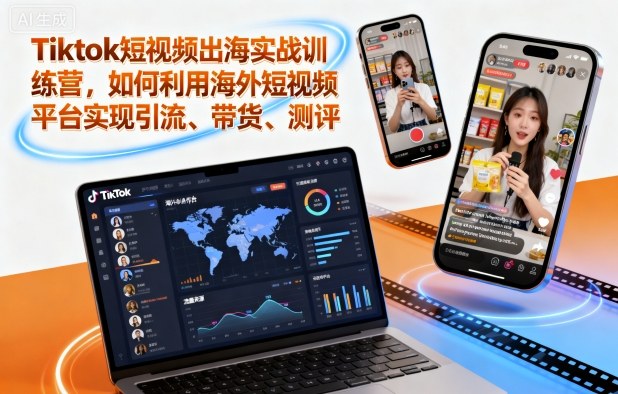 Tiktok短视频出海实战训练营，如何利用海外短视频平台实现引流、带货、测评-资源宝库