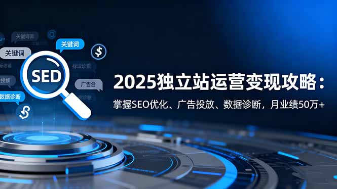 2025独立站运营变现攻略：掌握SEO优化、广告投放、数据诊断，月业绩50万+-资源宝库