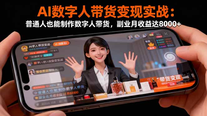 AI数字人带货变现实战:普通人也能制作数字人带货,副业月收益达8000+-资源宝库