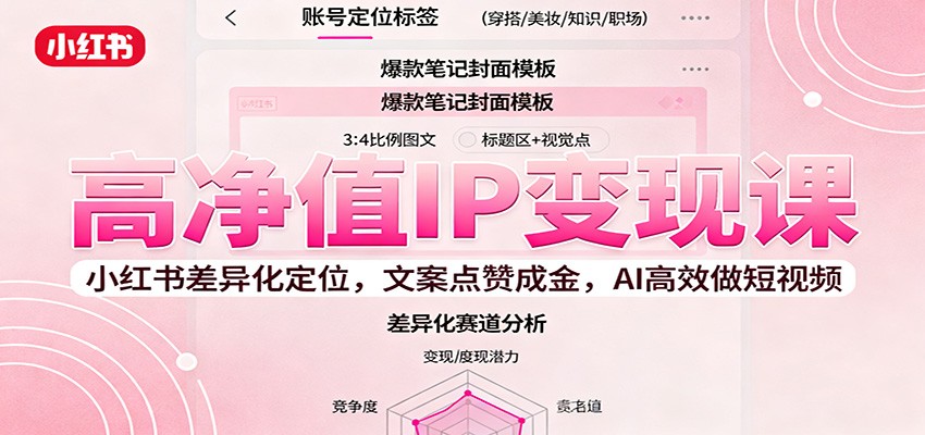 高净值IP变现课:小红书差异化定位,文案点赞成金, AI高效做短视频-资源宝库