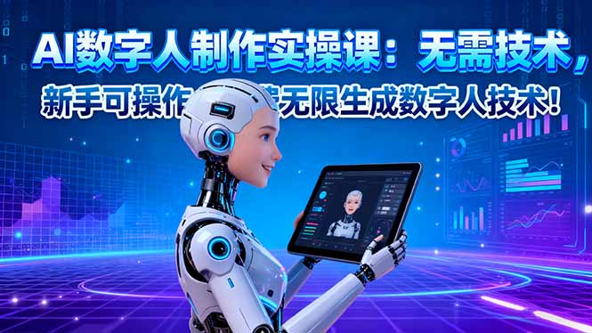AI数字人制作实操课:无需技术,新手可操作,免费无限生成数字人技术!-资源宝库
