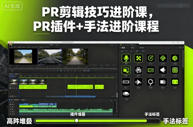 PR剪辑技巧进阶课，PR插件+手法进阶课程-资源宝库