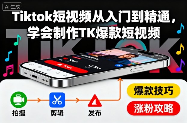 Tiktok短视频从入门到精通，学会制作TK爆款短视频-资源宝库