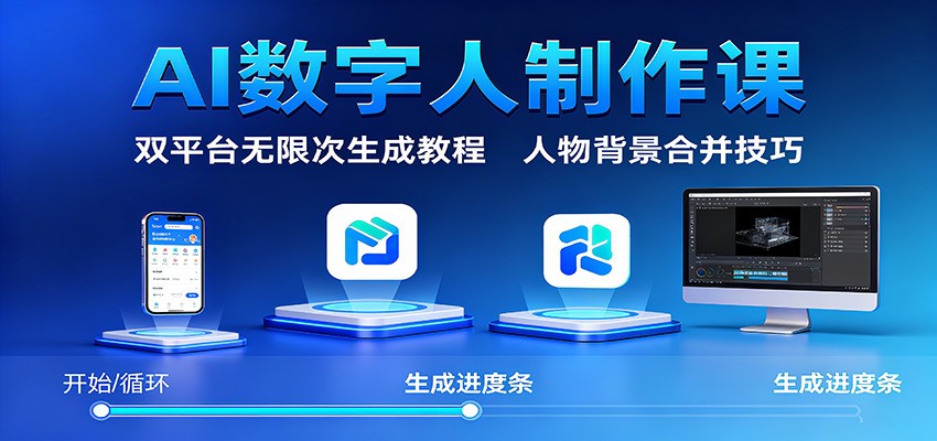 AI数字人制作课：双平台无限次生成教程，人物背景合并技巧-资源宝库