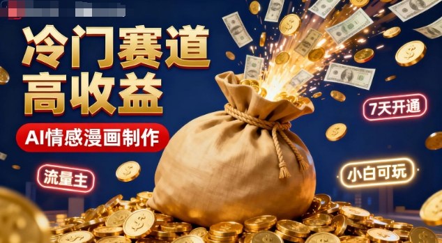 公众号冷门赛道，用AI做情感漫画，7天开通流量主，操作简单，小白可玩-资源宝库