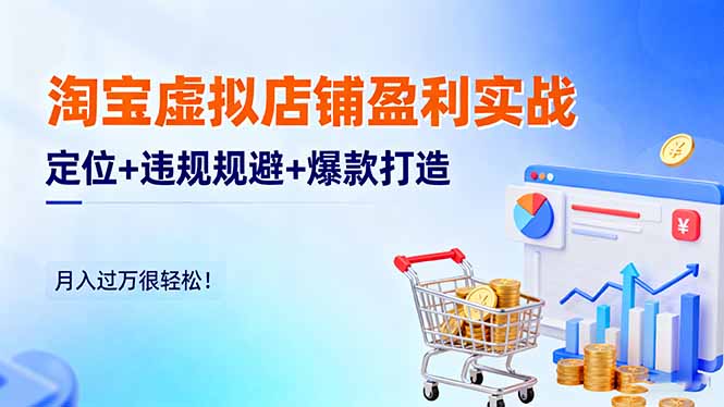淘宝虚拟店铺盈利实战:定位+违规规避+爆款打造,月入过万很轻松!-资源宝库