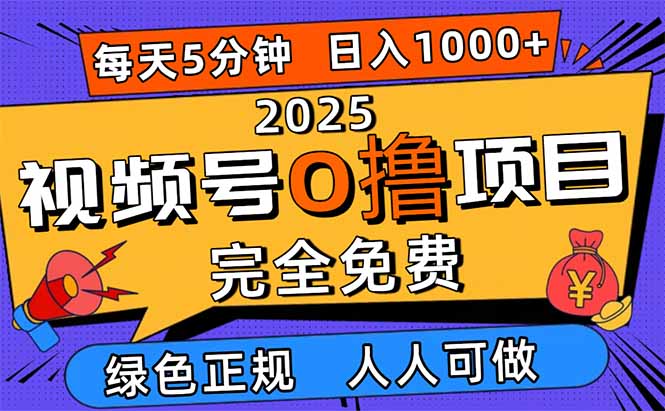 2025视频号0撸项目，5分钟一个号，日入1000+，人人可做-资源宝库