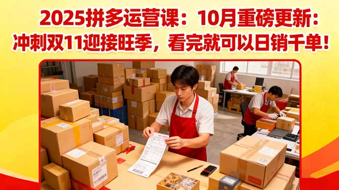 2025拼多多运营课:10月重磅更新:冲刺双11迎接旺季,看完就可以日销千单-资源宝库