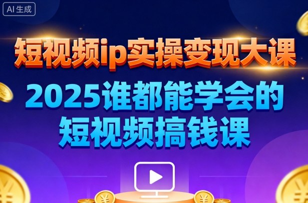 短视频ip实操变现大课,7月26-27日广州站线下课,2025谁都能学会的短视频搞钱课-资源宝库