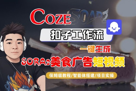Coze扣子智能体工作流一键生成“SORA2美食广告“短视频,全流程保姆级教学-资源宝库