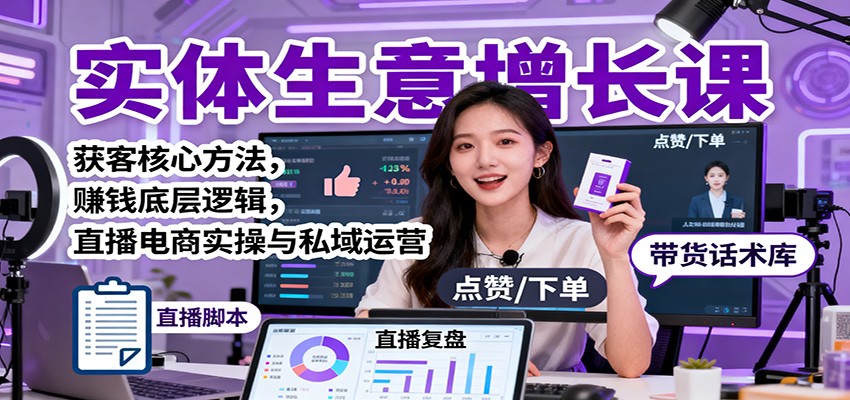 实体生意增长课：获客核心方法，赚钱底层逻辑，直播电商实操与私域运营-资源宝库