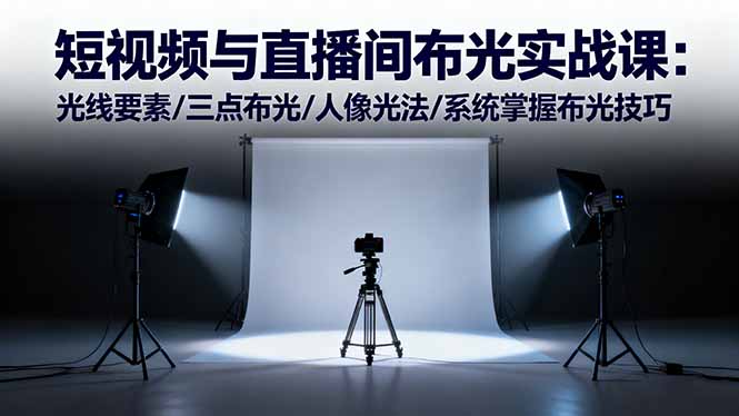 短视频与直播间布光实战课:光线要素/三点布光/人像光法/系统掌握布光技巧-资源宝库